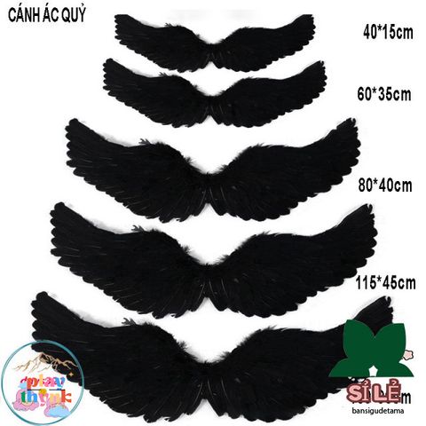 Bộ Cánh Thiên Thần Đen Trắng Cosplay - Phụ Kiện Hóa Trang Độc Đáo Cho Tiệc Tùng, Kích Thước Phù Hợp Người Lớn Trẻ Em