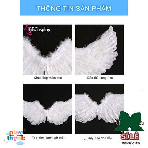 Cánh Thiên Thần Lông Ngỗng BBCOSPLAY Cho Trẻ Em - Phụ Kiện Hóa Trang Đáng Yêu, Nhiều Kích Cỡ 60-80-100cm, Giúp Bé Biến Thành Thiên Thần Nhỏ Xinh