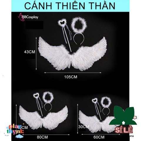 Cánh Thiên Thần Lông Ngỗng BBCOSPLAY Cho Trẻ Em - Phụ Kiện Hóa Trang Đáng Yêu, Nhiều Kích Cỡ 60-80-100cm, Giúp Bé Biến Thành Thiên Thần Nhỏ Xinh