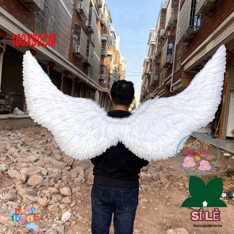 Cánh Thiên Thần Trắng 160X90CM - Cánh Cosplay Ác Quỷ Đen Ấn Tượng cho Tiệc Tùng và Halloween