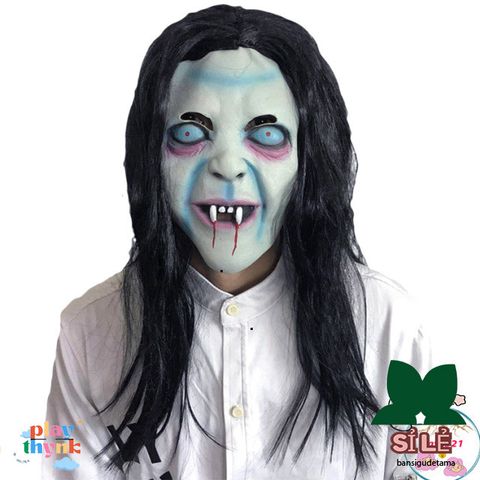 Khẩu trang Halloween Sadako - Mặt Nạ Kinh Dị Latex Cho Video TikTok, Hóa Trang Độc Đáo, Đạo Cụ Lễ Hội Halloween
