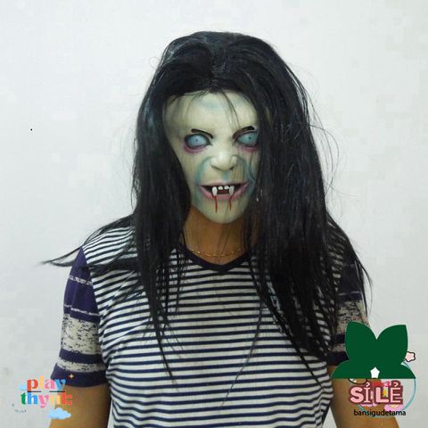 Khẩu trang Halloween Sadako - Mặt Nạ Kinh Dị Latex Cho Video TikTok, Hóa Trang Độc Đáo, Đạo Cụ Lễ Hội Halloween