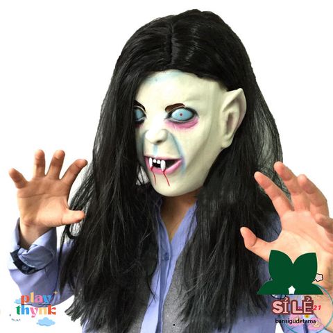 Khẩu trang Halloween Sadako - Mặt Nạ Kinh Dị Latex Cho Video TikTok, Hóa Trang Độc Đáo, Đạo Cụ Lễ Hội Halloween