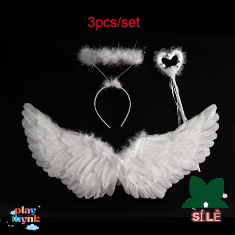 Bộ Hóa Trang Ma Quái Halloween - Cánh Thiên Thần Đen Trắng, Sừng Quỷ Đỏ, Cây Ba Chĩa Phụ Kiện Cosplay Thú Vị