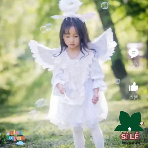 Bộ Hóa Trang Ma Quái Halloween - Cánh Thiên Thần Đen Trắng, Sừng Quỷ Đỏ, Cây Ba Chĩa Phụ Kiện Cosplay Thú Vị