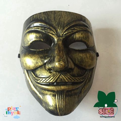 Mặt nạ Hacker Vendetta Lấp Lánh - Màu Vàng, Bạc, Trắng - Phụ Kiện Cosplay Halloween Đẳng Cấp