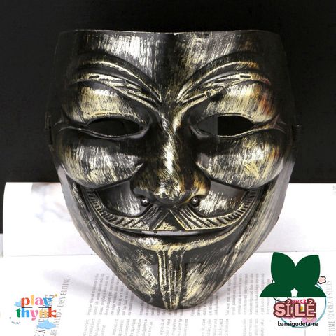 Mặt nạ Hacker Vendetta Lấp Lánh - Màu Vàng, Bạc, Trắng - Phụ Kiện Cosplay Halloween Đẳng Cấp