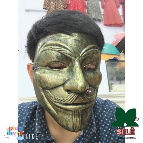 Mặt nạ Hacker Vendetta Lấp Lánh - Màu Vàng, Bạc, Trắng - Phụ Kiện Cosplay Halloween Đẳng Cấp
