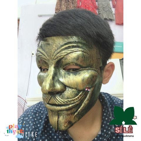 Mặt nạ Hacker Vendetta Lấp Lánh - Màu Vàng, Bạc, Trắng - Phụ Kiện Cosplay Halloween Đẳng Cấp