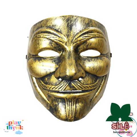 Mặt nạ Hacker Vendetta Lấp Lánh - Màu Vàng, Bạc, Trắng - Phụ Kiện Cosplay Halloween Đẳng Cấp