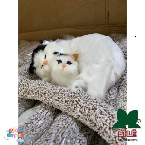 Thú Bông Mèo Trắng Trán Đen - Khử Mùi & Khí Tươi Mát Cho Xe Ô Tô - Thiết Kế Dễ Thương & Đáng Yêu Cho Không Gian Sống