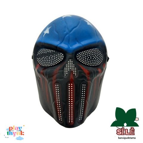 Mặt nạ hóa trang Kỵ sĩ Đen Trắng Có Vạch Đỏ - Phụ Kiện Halloween Chủ Đề Vendetta Cho Người Yêu Thích Lễ Hội