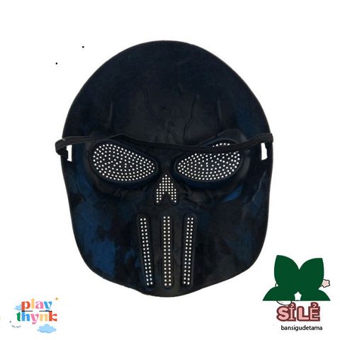 Mặt nạ hóa trang Kỵ sĩ Đen Trắng Có Vạch Đỏ - Phụ Kiện Halloween Chủ Đề Vendetta Cho Người Yêu Thích Lễ Hội