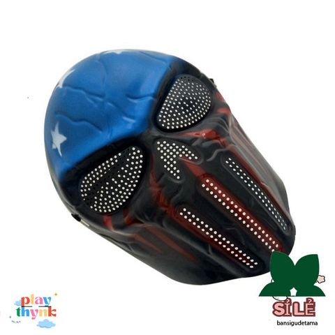 Mặt nạ hóa trang Kỵ sĩ Đen Trắng Có Vạch Đỏ - Phụ Kiện Halloween Chủ Đề Vendetta Cho Người Yêu Thích Lễ Hội