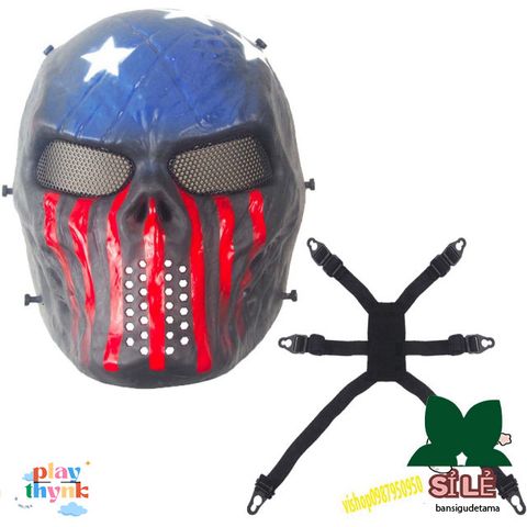Mặt nạ hóa trang Kỵ sĩ Đen Trắng Có Vạch Đỏ - Phụ Kiện Halloween Chủ Đề Vendetta Cho Người Yêu Thích Lễ Hội