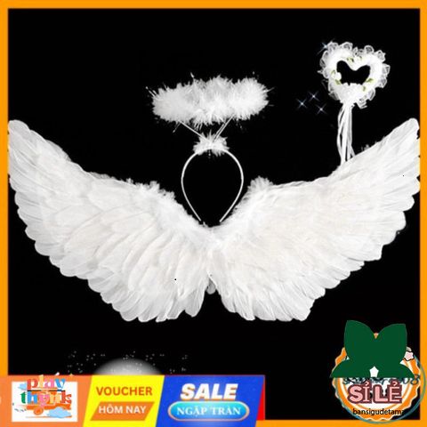 Cánh Thiên Thần Hóa Trang Cho Bé Gái - Phụ Kiện Lễ Hội Halloween & Giáng Sinh, Cánh Lông Vũ Đẹp và Nhẹ, Quà Tặng Tuyệt Vời