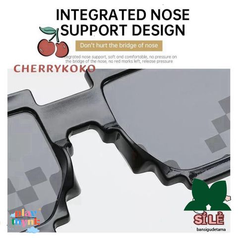 Kính Mát Thuglife Cherry - Kính Râm Pixel Khảm Thời Trang Độc Đáo, Bảo Vệ UV400, Phong Cách Hài Hước Cho Dịp Tiệc, Du Lịch