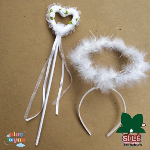 Bộ Phụ Kiện Thiên Thần - Cánh Lông Vũ Trắng, Gậy Thiên Thần, Đồ Hóa Trang Tiệc Tùng, Cosplay Thần Tiên cho Trẻ Em và Người Lớn