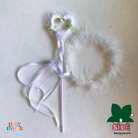 Bộ Phụ Kiện Thiên Thần - Cánh Lông Vũ Trắng, Gậy Thiên Thần, Đồ Hóa Trang Tiệc Tùng, Cosplay Thần Tiên cho Trẻ Em và Người Lớn