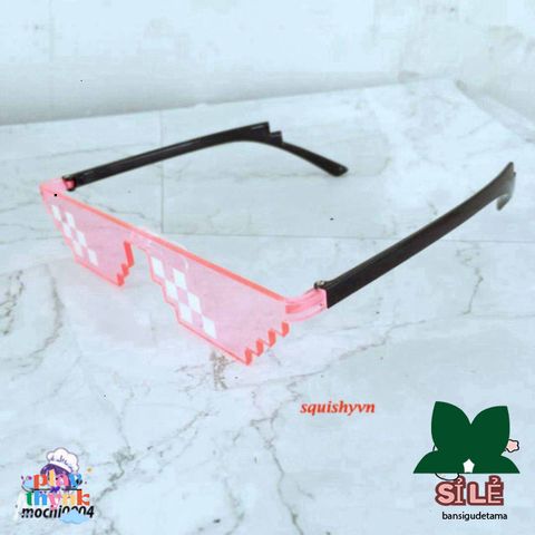 Kính Mắt Thug Life Minecraft Độc Đáo - Kiểu Dáng Thời Trang 6 Chấm Đen & Hồng, Phong Cách Năng Động, Free Ship Từ 50K