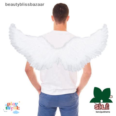 Cánh Thiên Thần Trắng Cho Bé - Phụ Kiện Cosplay Sinh Nhật & Halloween, Dây Đeo Co Giãn, Lông Vũ Tự Nhiên