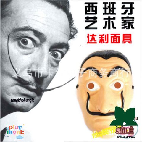 Mặt nạ Halloween Salvador Dali - Hóa trang nhân vật Money Heist cho tiệc hóa trang, phù hợp người lớn và trẻ em.