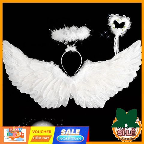 Cánh Thiên Thần Hóa Trang Trắng - Phụ Kiện Halloween và Giáng Sinh Dễ Thương cho Bé Gái - Size Nhỏ, Vừa, Lớn