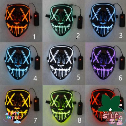 Mặt Nạ LED Neon Đầu Lâu Phát Sáng - Phụ Kiện Hóa Trang Halloween Kinh Dị Cho Tiệc Tùng và Lễ Hội