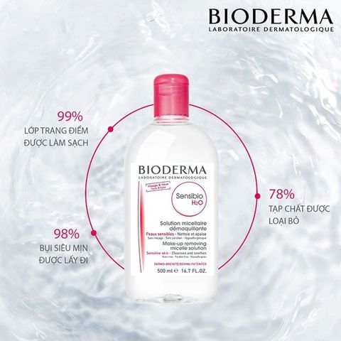Nước Tẩy Trang Dành Cho Da Nhạy Cảm Bioderma Crealine H2O Micellar Water Hồng 500ml - Sạch Kẽm, Dịu Nhẹ, Chính Hãng Pháp