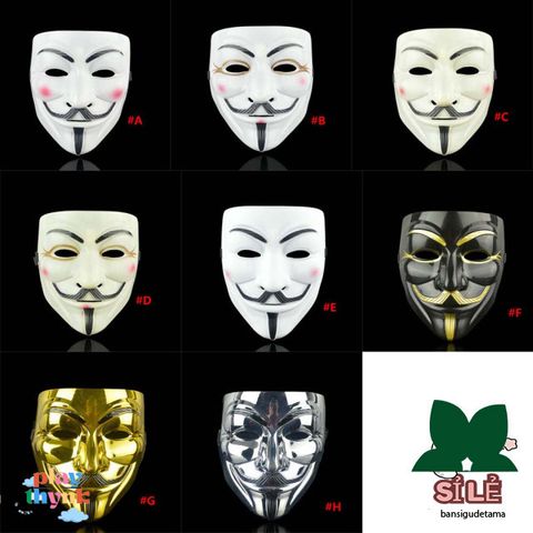 Mặt Nạ V for Vendetta - Phụ Kiện Halloween Độc Đáo cho Tín Đồ Hacker, Tiệc Tùng và Trang Trí Thú Vị