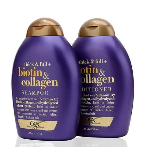 Bộ Dầu Gội Xả Biotin & Collagen OGX 385ml - Chăm Sóc Tóc Yếu, Nhuộm - Sản Phẩm Chính Hãng Mỹ, Dưỡng Tóc Mềm Mượt, Khỏe Mạnh
