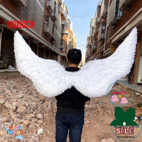 Cánh Thiên Thần Trắng & Cánh Ác Quỷ Đen Cosplay Khổng Lồ 160x90CM - Phụ Kiện Hóa Trang Độc Đáo cho Dịp Lễ Halloween