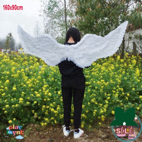 Cánh Thiên Thần Trắng & Cánh Ác Quỷ Đen Cosplay Khổng Lồ 160x90CM - Phụ Kiện Hóa Trang Độc Đáo cho Dịp Lễ Halloween