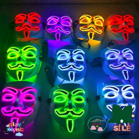 Mặt Nạ Halloween Led Dạ Quang 8 Màu Sắc, Phát Sáng, Chất Liệu PVC An Toàn, Thích Hợp Tiệc Hóa Trang, Quà Tặng Thú Vị