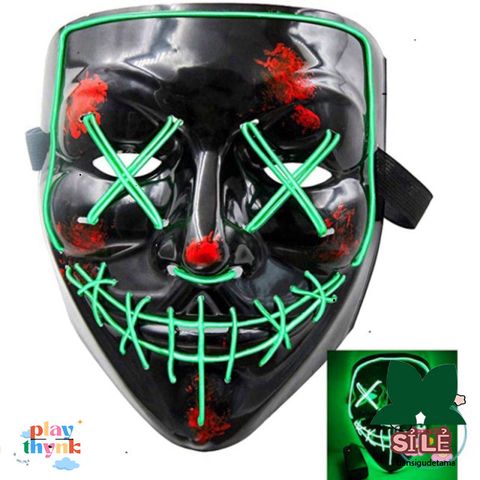 Mặt Nạ Halloween Led Dạ Quang 8 Màu Sắc, Phát Sáng, Chất Liệu PVC An Toàn, Thích Hợp Tiệc Hóa Trang, Quà Tặng Thú Vị