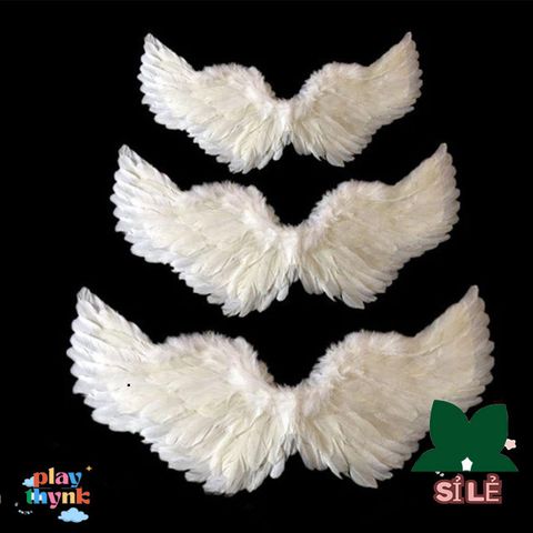 Cánh Thiên Thần Lông Vũ Trắng Đen - Phụ Kiện Cosplay Halloween, Đạo Cụ Chụp Ảnh, Dây Buộc Tóc và Đũa Phép Ma Thuật