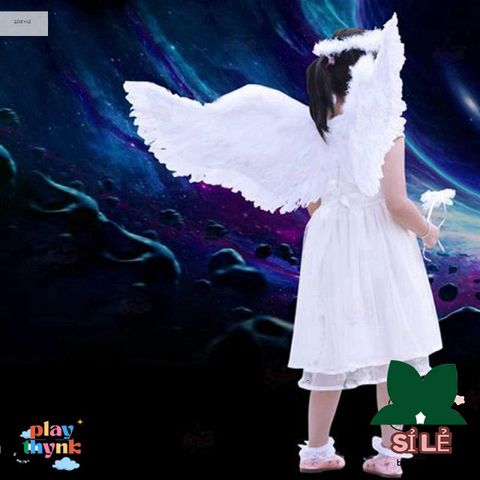 Cánh Lông Vũ Trắng Thiên Thần Dễ Thương - Phụ Kiện Tiệc Halloween và Sinh Nhật Cho Bé, Thời Trang Hóa Trang, Chất Liệu An Toàn