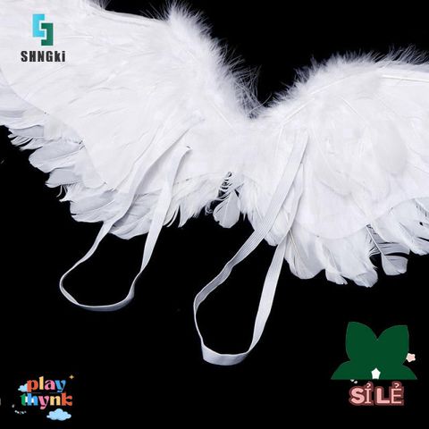Cánh Thiên Thần Trắng Cho Bé - Đồ Trang Trí Sinh Nhật & Halloween - Lông Vũ Nhẹ, Dây Chun Đeo Vai, Hoàn Hảo Cho Bất Kỳ Dịp Lễ
