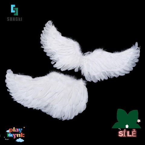 Cánh Thiên Thần Trắng Cho Bé - Đồ Trang Trí Sinh Nhật & Halloween - Lông Vũ Nhẹ, Dây Chun Đeo Vai, Hoàn Hảo Cho Bất Kỳ Dịp Lễ