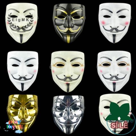 Mặt Nạ V for Vendetta Guy Fawkes - Phụ Kiện Cosplay Halloween Độc Đáo, Phong Cách Hacker Cho Tiệc Tùng và Lễ Hội
