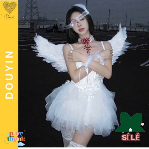 Đôi Cánh Thiên Thần Trắng - Phụ Kiện Cosplay Halloween, Trang Phục Công Chúa, Dự Tiệc Giáng Sinh dành cho Nữ