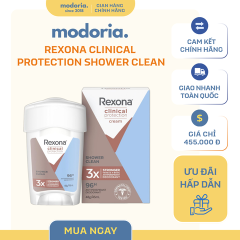 Lăn Khử Mùi Rexona Clinical Protection Cream Summer Strength 48g Dành Cho Nữ - Kiểm Soát Mồ Hôi, Hương Thơm Tươi Mát