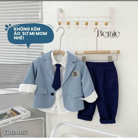 Set Vest BENIE Bé Trai Size 8-11kg Kèm Cà Vạt - Thời Trang Dễ Thương Cho Bé, Phong Cách Sang Trọng, Cute Xỉu