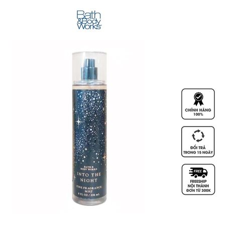 Xịt Thơm Toàn Thân Bath & Body Works Into The Night - Hương Hoa Nhài & Quả Mọng Đen Sang Trọng, Lưu Hương 7 Giờ Chính Hãng