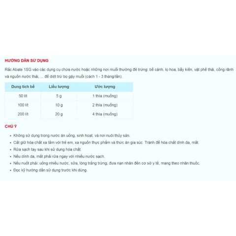 Chế Phẩm Diệt Lăng Quăng Abate 1SG 100g - Ngăn Ngừa Muỗi Trưởng Thành tại Cống Rãnh, Bể Cảnh, Nguồn Nước Đọng