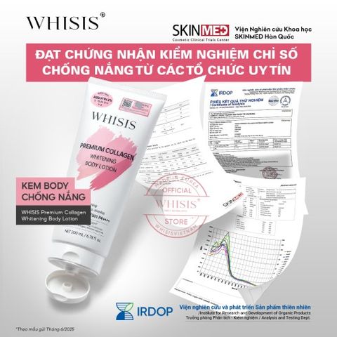 Kem Dưỡng Thể Trắng Da Chống Nắng WHISIS Premium Collagen 200ml - Dưỡng ẩm, làm trắng, bảo vệ da khỏi tia UV - Sản phẩm 