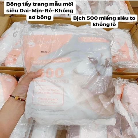 Bông Tẩy Trang S Care Coton Denaquillant 500M - Chất Liệu Cotton Tự Nhiên, An Toàn Cho Da Nhạy Cảm, Sạch Sẽ, Tiện Lợi Hàng Ngày