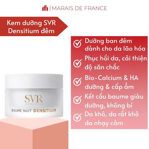 SVR Baume Nuit Densitium – Kem Dưỡng Đêm Phục Hồi & Săn Chắc Da 50ml cho Da Trưởng Thành, Cải Thiện Độ Đàn Hồi