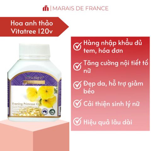Vitatree Evening Primrose Oil - Viên Uống Dầu Hoa Anh Thảo Hỗ Trợ Sức Khỏe Phụ Nữ, Cung Cấp GLA - Sản Xuất Tại Úc