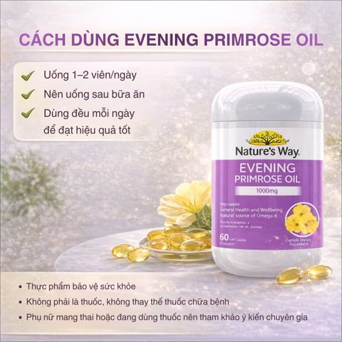 Tinh Dầu Hoa Anh Thảo Nature's Way 1000mg - Viên Nang Mềm Bổ Sung Omega-6 GLA, Hỗ Trợ Sức Khỏe & Làm Đẹp Da cho Phụ Nữ